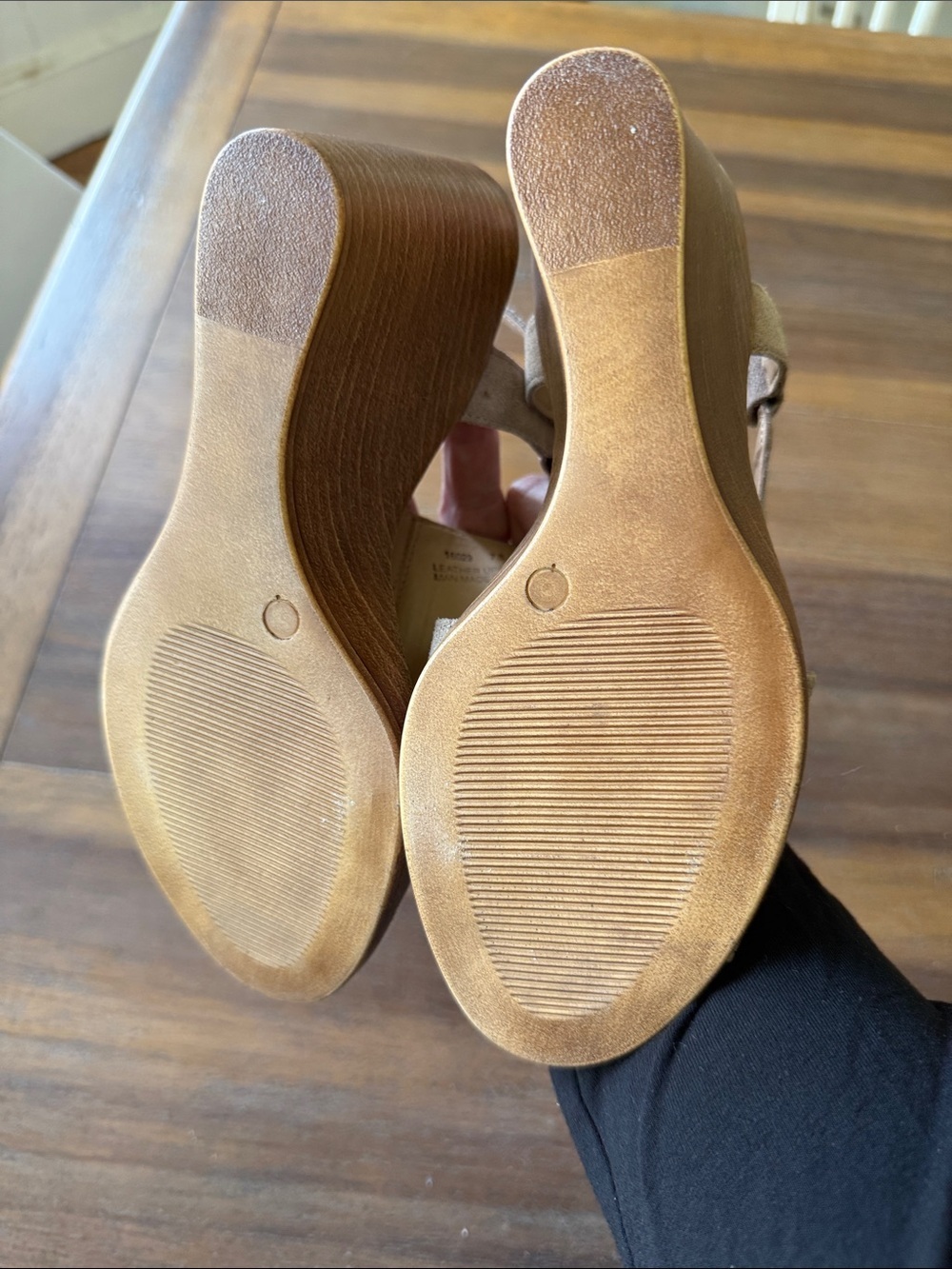 Sophia Milano Italian Leather Suede Wedge Sandals - Taupe Size 7.5 - Picture 7 of 7